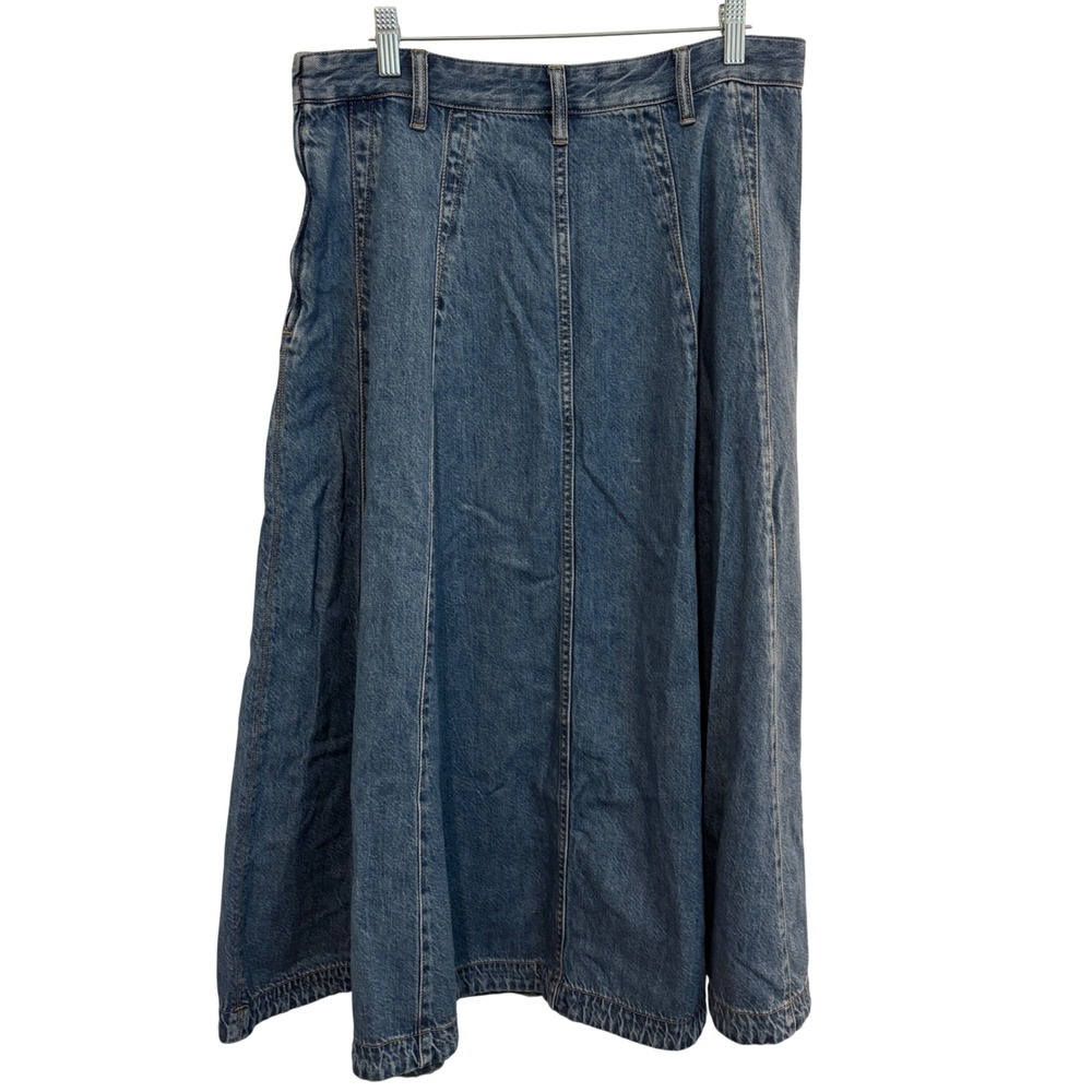 New Madewell Blue Jean Denim Midi Skirt Womens 30 Flare A-Line Boho Cotton Blend - Picture 10 of 10